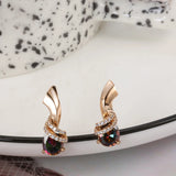 14K Rolled Gold Inlay Gradient AAA Zircon Diamonds New Trendy Geometric Clip Earrings
