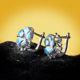 925 Silver Plated Blue Flower Handmade Enamel Silver Stud Earrings