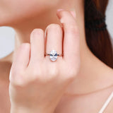 Stunning 3CT Oval Cut AAAA Lab Created Diamond Sterling Silver Engagement Rings