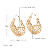 14K Gold Filled New Ethnic Design Hollow Weave Texture Round Hoops Boho Earrings