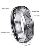 New Arrival 8mm Brushed Domed Diagonal Grooves Tungsten Carbide Rings - Wedding Engagement Ring - The Jewellery Supermarket