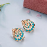 14K Gold Filled Geometric Blue, Red Plaid Paint Enamel Drop Circle Fashion Earrings