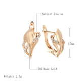 14K Rolled Gold New Vintage Curve AAA Diamonds Zircon Elegant Geometric Fine Earrings