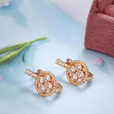 Luxury Vintage Style 14K Filled Rose Gold AAA Zircon Diamonds Hollow Flower Drop Earrings  - Fine Jewellery