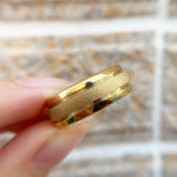 New Arrival Golden Color 8mm Frosted Tungsten Carbide Men's Charm Rings -  Wedding Jewellery - The Jewellery Supermarket