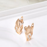14K Rolled Gold New Vintage Curve AAA Diamonds Zircon Elegant Geometric Fine Earrings
