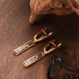 14K Rolled Gold  Flawless Smooth Hollow AAA White Zircon Diamonds  Long Drop Earrings