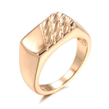 Modern Fashion 14 Karat Rolled Gold Glossy Square Cutting Men's Signet Ring