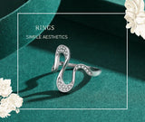 Open, Irregular Wave Design Dazzling AAAA Lab Created Diamonds Silver Ring