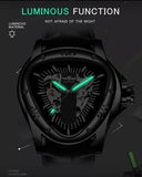 New Top Brand Luxury Full Black Unique Triangle Dial Design Luminous Hand Sport Mechanical Automatic Watches