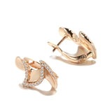 14K Filled Gold Edge Inlay AAA Zircons Diamonds Unique Folding Clip Fashion Earrings