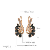 14K Filled Gold AAA Black Zircon Crystals Clip Drop Statement Earrings Fashion Jewellery