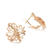 14 Karat Gold Filled Life Tree Glossy Hollow Clip Hoop Earrings Elegant Jewellery