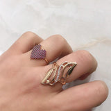 Trendy 14K Rolled Rose Gold Ethnic Style Luxury AAA Zircon Diamonds Rings for Women - Fashion Fine Jewellery
