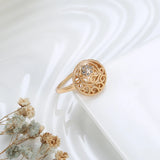 14 Karat Gold Filled New  Fashion Hollow Flower AAA Zircon Diamonds Ethnic Vintage Rings