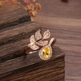 Latest Fashion Hollow Crystal Flower Rolled 14K Rose Gold Yellow AAA Zircon Diamonds Ring  - Fine Jewellery