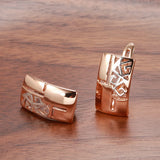 14K Rolled Gold Minimalist Vintage Glossy Square Drop Hollow Earrings Fine Jewellery