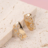 Super Ethnic Glossy 14K Filled Rose Gold 14K Zircon Diamonds Huggie Earrings - High Quality Daily Fine Jewellery