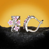 Classic 925 Silver Violet Flower Shape Handmade Enamel Epoxy Earrings