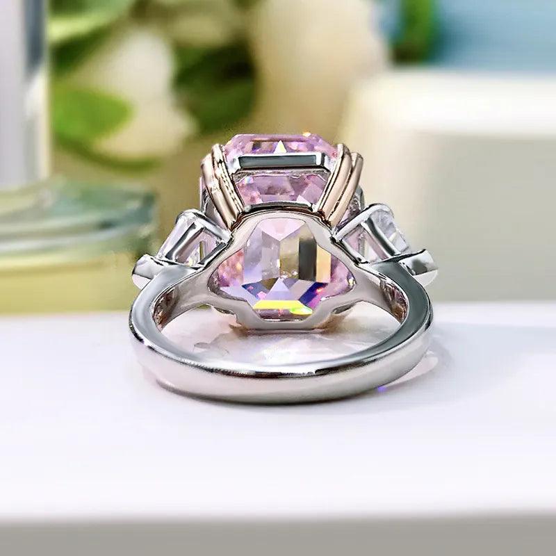 Outstanding Silver Sparkling 13*16mm Pink Yellow White  AAAAA  High Carbon Diamond Fine Jewellery Big Rings - The Jewellery Supermarket