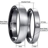 New Brushed Finish Wedding Band Comfort Fit Dome Matte Inner Rings - Black Tungsten Carbide Ring - The Jewellery Supermarket