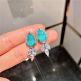 Popular Paraiba Tourmaline and Aquamarine Drop Earring Pendant Necklace Vintage Fine Jewellery Sets for Women - The Jewellery Supermarket