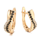 14K Rolled Gold AAA Zircon Diamonds Heart & Arrow Fashion Glossy Loops Wave Earrings