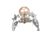 High Quality White,Pink,Purple,Black,Gold Pearls AAA Zircon Diamonds Silver Rings