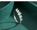 Luxury Shining Irregular Geometric AAAA Lab Created Diamond 925 Silver Ring