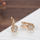 14K Rolled Gold New Circle Hollow Snowflake Inlay AAA Zircon Diamonds Hoop Earrings