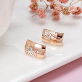 14K Rolled Gold Minimalist Vintage Glossy Square Drop Hollow Earrings Fine Jewellery
