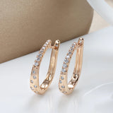 14K Gold Filled AAA Zircon Diamonds Women Clip Elegant Curve Bling Hoop Earrings