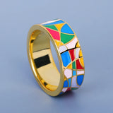 Exquisite 18K Gold Colour Irregular Epoxy Handmade Enamel Women's Ring