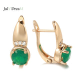 14K Filled Gold Emerald Round Cut AAA Zircon Crystals Inlay Hoop Earrings for Women