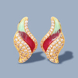 New 18KGP Colorful Handmade Enamel AAA Zircon Diamonds Earrings