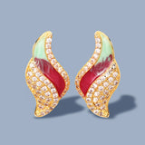 New 18KGP Colorful Handmade Enamel AAA Zircon Diamonds Earrings