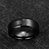 New Arrival Brushed Center Beveled Edge BlackTungsten Carbide Comfort Fit Wedding Engagement Rings - The Jewellery Supermarket