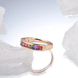 14 Karat Rolled Gold Rainbow Luxury Colorful AAA Zircon Crystals Fashion Rings for Women