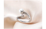Double white pink purple black Freshwater Pearl AAA Zircon Diamonds Silver Rings
