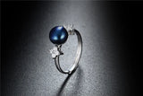 High Quality White,Pink,Purple,Black,Gold Pearls AAA Zircon Diamonds Silver Rings