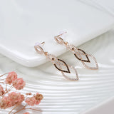 14K Gold Filled Black Zircon Vintage Splicing Long Drop Dark Series Elegant Earrings