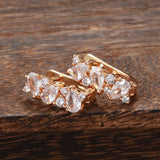14K Rolled Gold Shiny Claw AAA Zircon Diamonds Golden Hoops Luxury Earrings Fine Jewellery