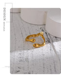 18K Gold Plated Stainless Steel New Design Metalic Trendy Open Ring