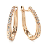 14K Gold Filled AAA Zircon Diamonds Women Clip Elegant Curve Bling Hoop Earrings