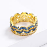 Classic Crown Handmade Enamel Three-layer AAA Zircon Exquisite 18KGP Ring