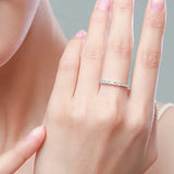 Dazzling Princess Cut AAAA Lab Created Diamond Silver Simplicity Stackable Rings