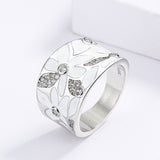 New Exquisite AAA Zircon Diamonds Red White Flower Handmade Enamel Ring
