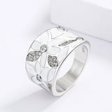 New Exquisite AAA Zircon Diamonds Red White Flower Handmade Enamel Ring