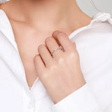 Delicate Curved AAAA Lab Created Diamond Silver Lovely Moon Stackable Ring