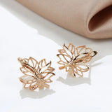 14 Karat Gold Filled Life Tree Glossy Hollow Clip Hoop Earrings Elegant Jewellery